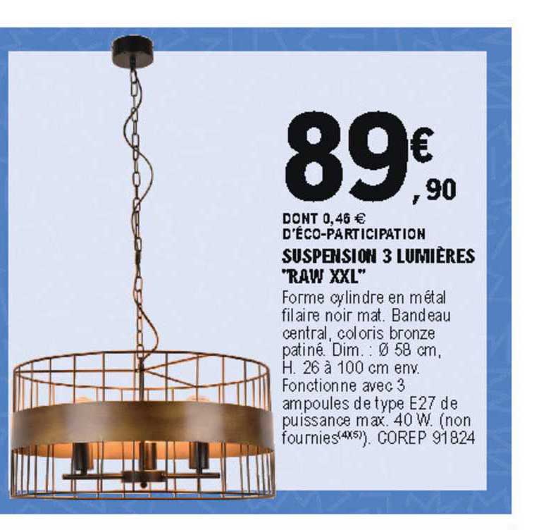 suspension 3 lumières raw xxl