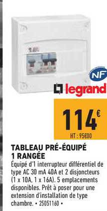 tableau pré équipé 1 rangée legrand