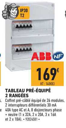 tableau pré équipé 2 rangées