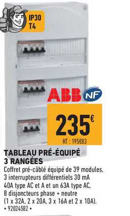 tableau pré équipé 3 rangées