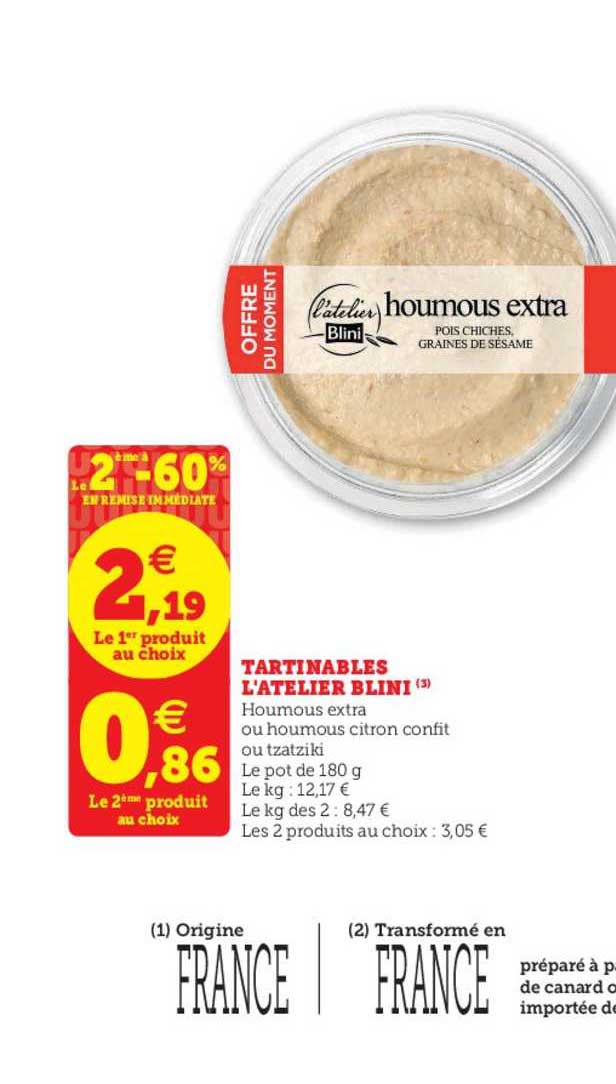 tartinables l'atelier blini le 2ème à -60% en remise immédiate