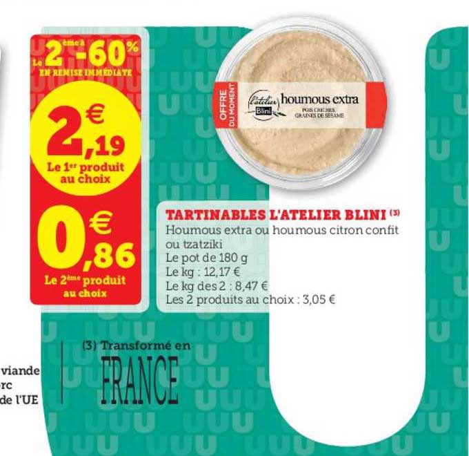 tartinables l'atelier blini le 2ème à -60% en remise immédiate