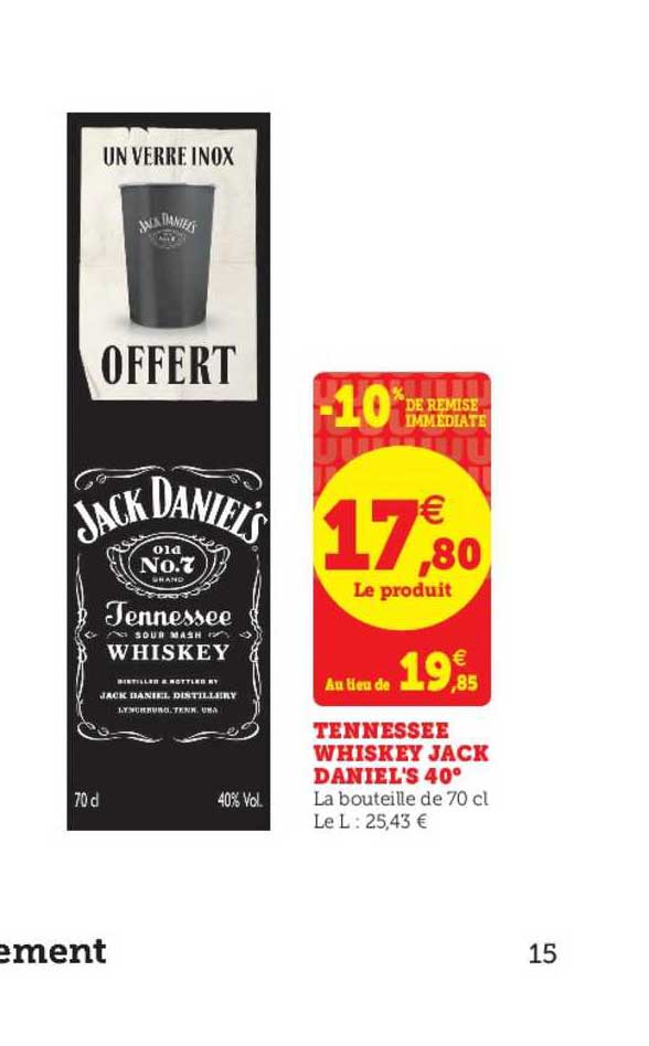 tennessee whiskey jack daniel's 40°