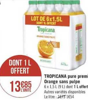 Tropicana Pure Premium Orange Sans Pulpe