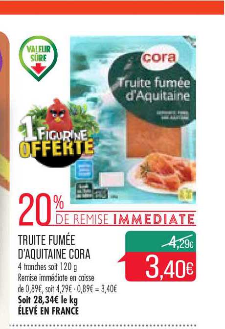 truite fumée d'aquitaine cora 20% de remise immédiate