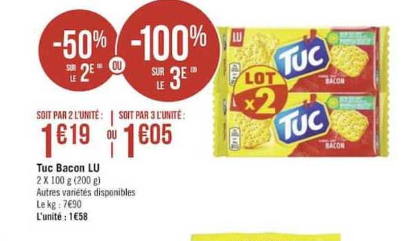 Tuc Bacon Lu -50% Sur Le 2e Ou -100 Sur Le 3e