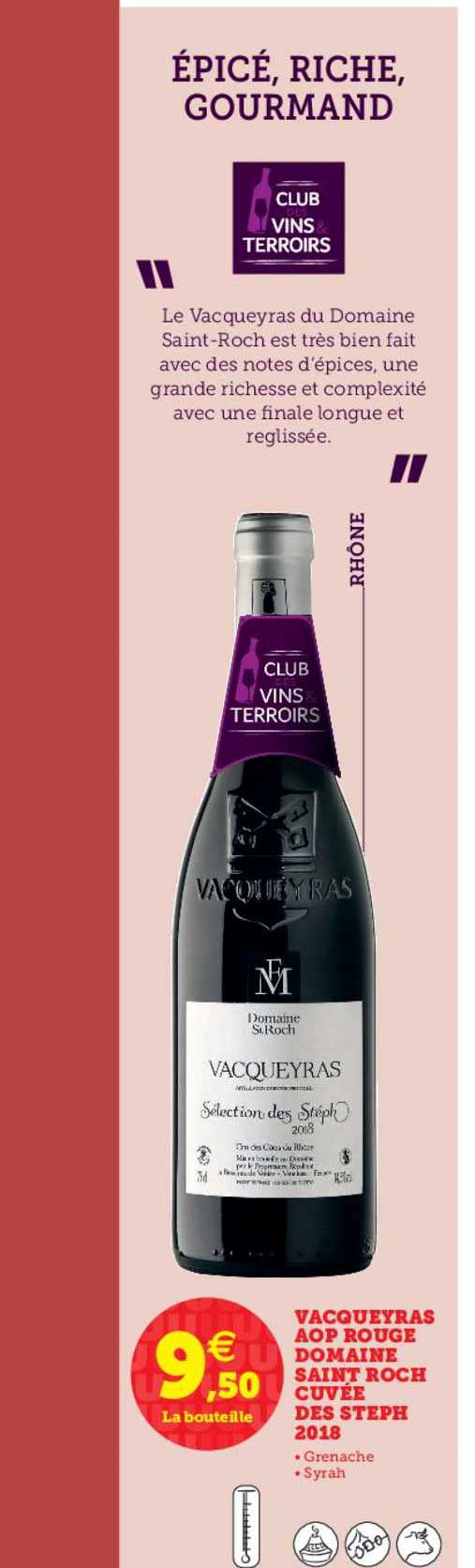 vacqueyras aop rouge domaine saint roch cuvée des steph 2018