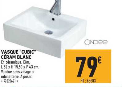 vasque "cubic" céram blanc ondée