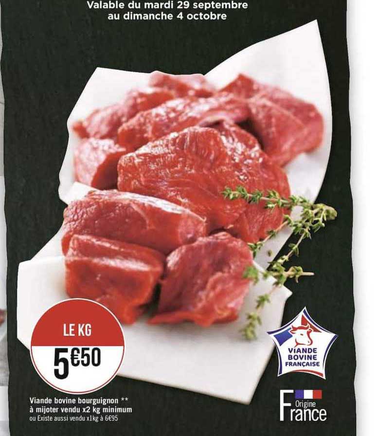 viande bovine bourguignon à mijoter vendu x2 kg minimum