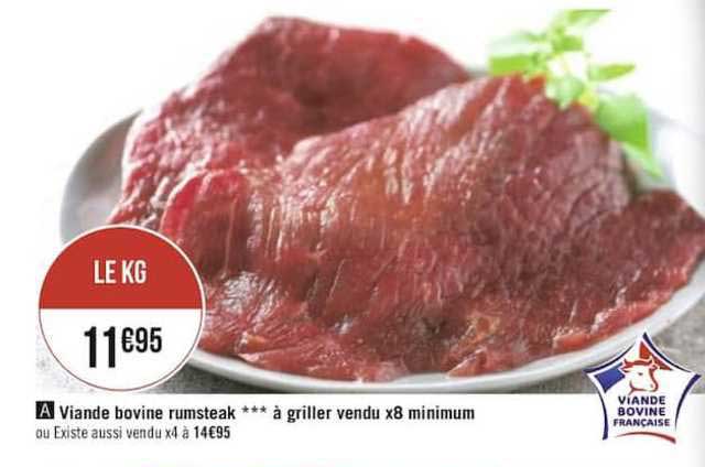 viande bovine rumsteak à griller vendu x8 minimum