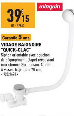 vidage baignoire "quick clac" wirquin