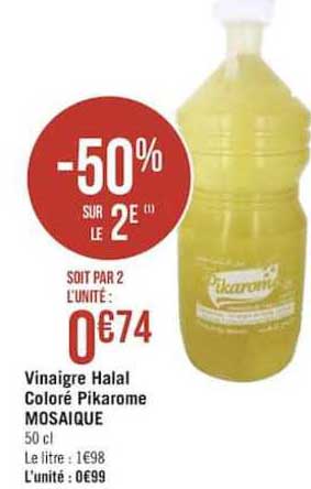 vinaigre halal coloré pikarome mosaique -50% sur le 2e
