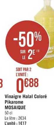 vinaigre halal coloré pikarome mosaïque -50% sur le 2è