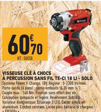 visseuse clé à chocs à percussion sans fil te ci 18 li solo
