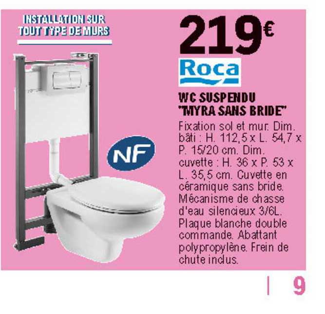 wc suspendu mrya sans bride roca