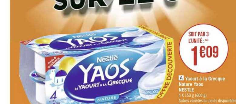 Yaourt à La Grecque Nature Yaos Nestlé