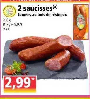 2 saucisses fumées au bois de résineux