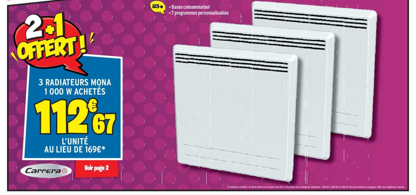 3 radiateurs mona 1000 w