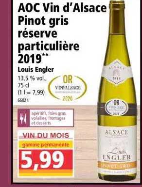 aoc vin d'alsace pinot gris réserve particulière 2019 louis engler