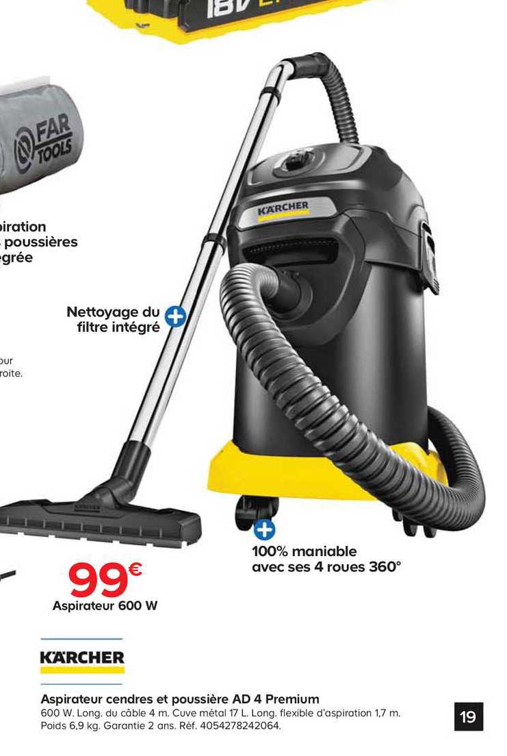 aspirateur cendres et poussière ad 4 premium kärcher