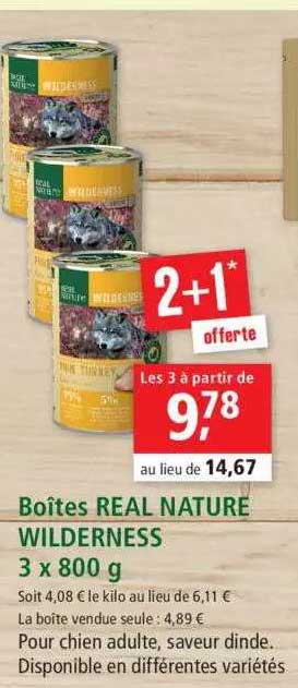 boîtes real nature wilderness 3 x 800 g