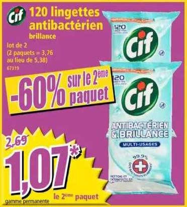 Cif 120 Lingettes Antibactérien & Brillance
