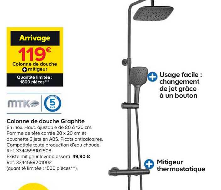 colonne de douche graphite mtk