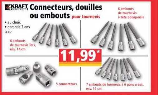 connecteurs, douilles ou embouts pour tournevis kraft