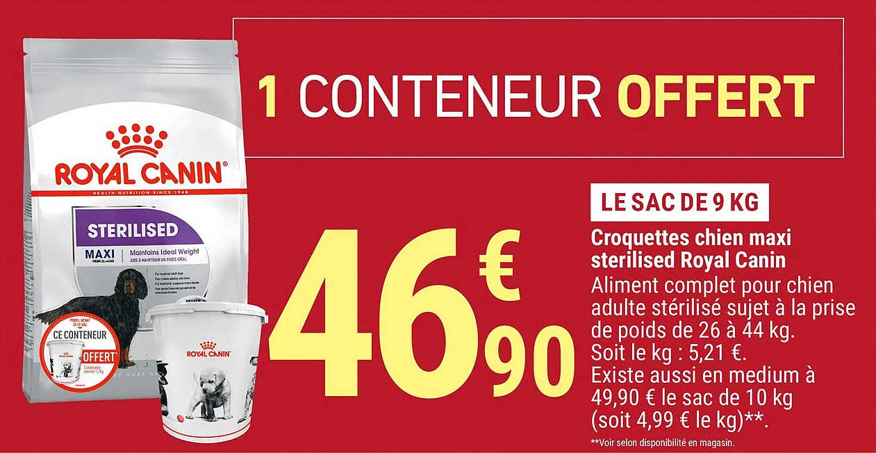 croquettes chien maxi sterilised royal canin