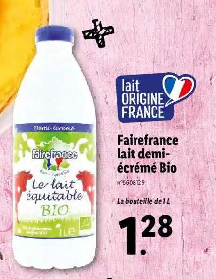 fairefrance lait demi-écrémé bio