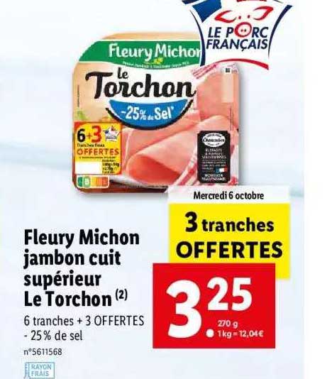 fleury michon jambon cuit supérieur le torchon