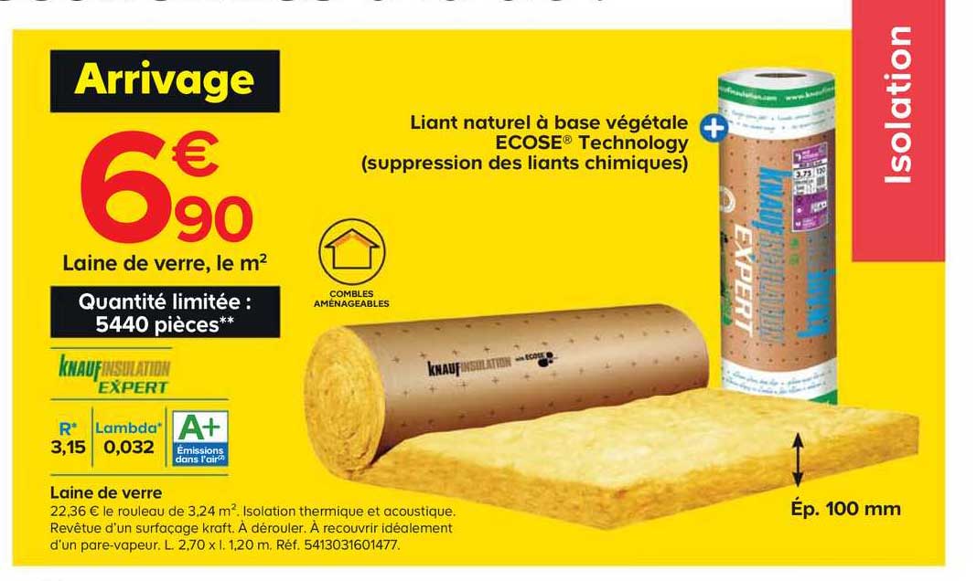 knauf expert laine de verre ou liant naturel à base végétale ecose technology