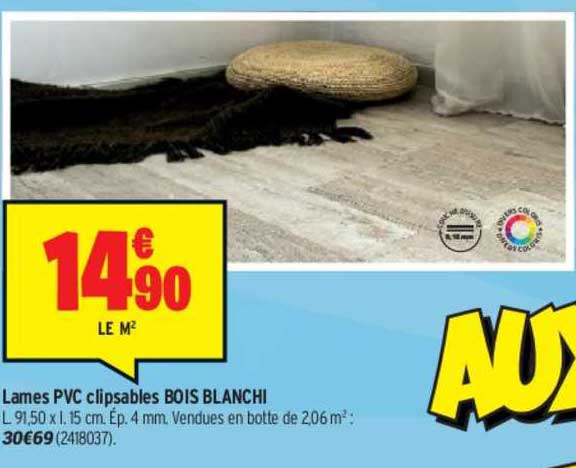 lames pvc clipsables bois blanchi