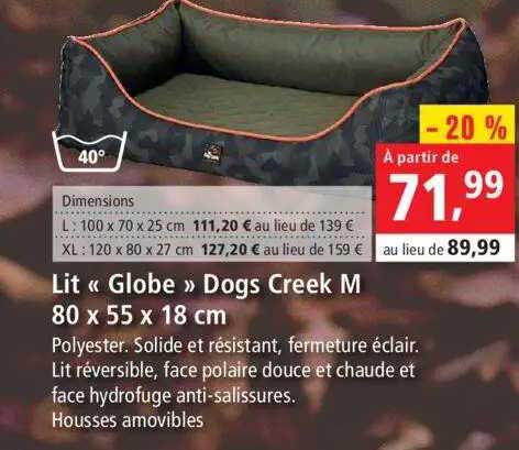 lit «globe» dogs creek m 80 x 55 x 18 cm