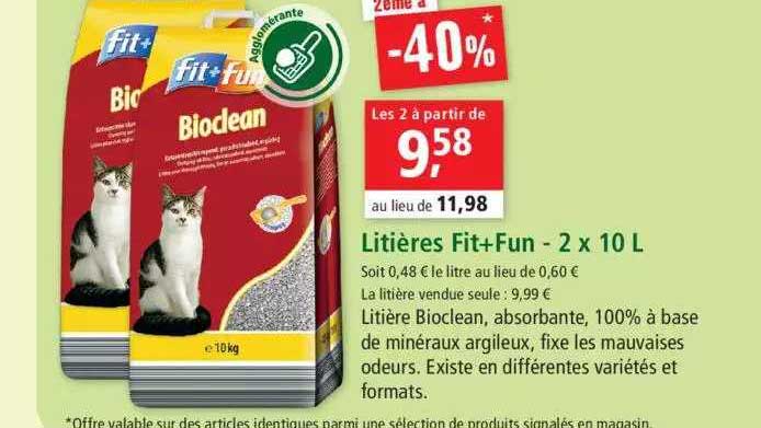 litières fit+fun - 2 x 10 l