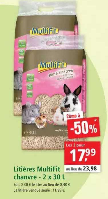 Litières Multifit Chanvre - 2 X 30 L