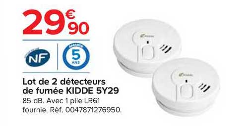 lot de 2 détecteurs de fumée kidde 5y29