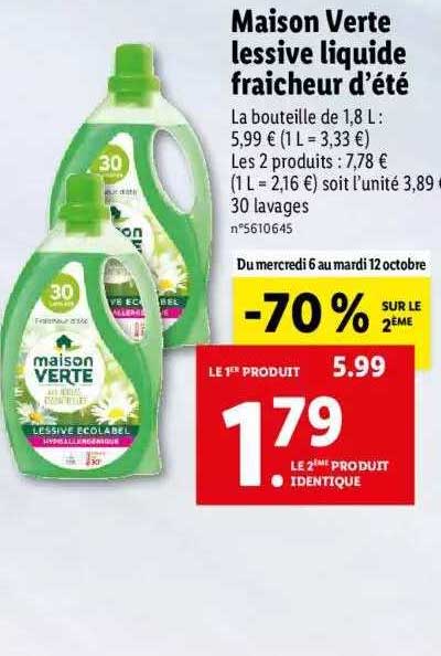 Maison Verte Lessive Liquide Fraîcheur D'été