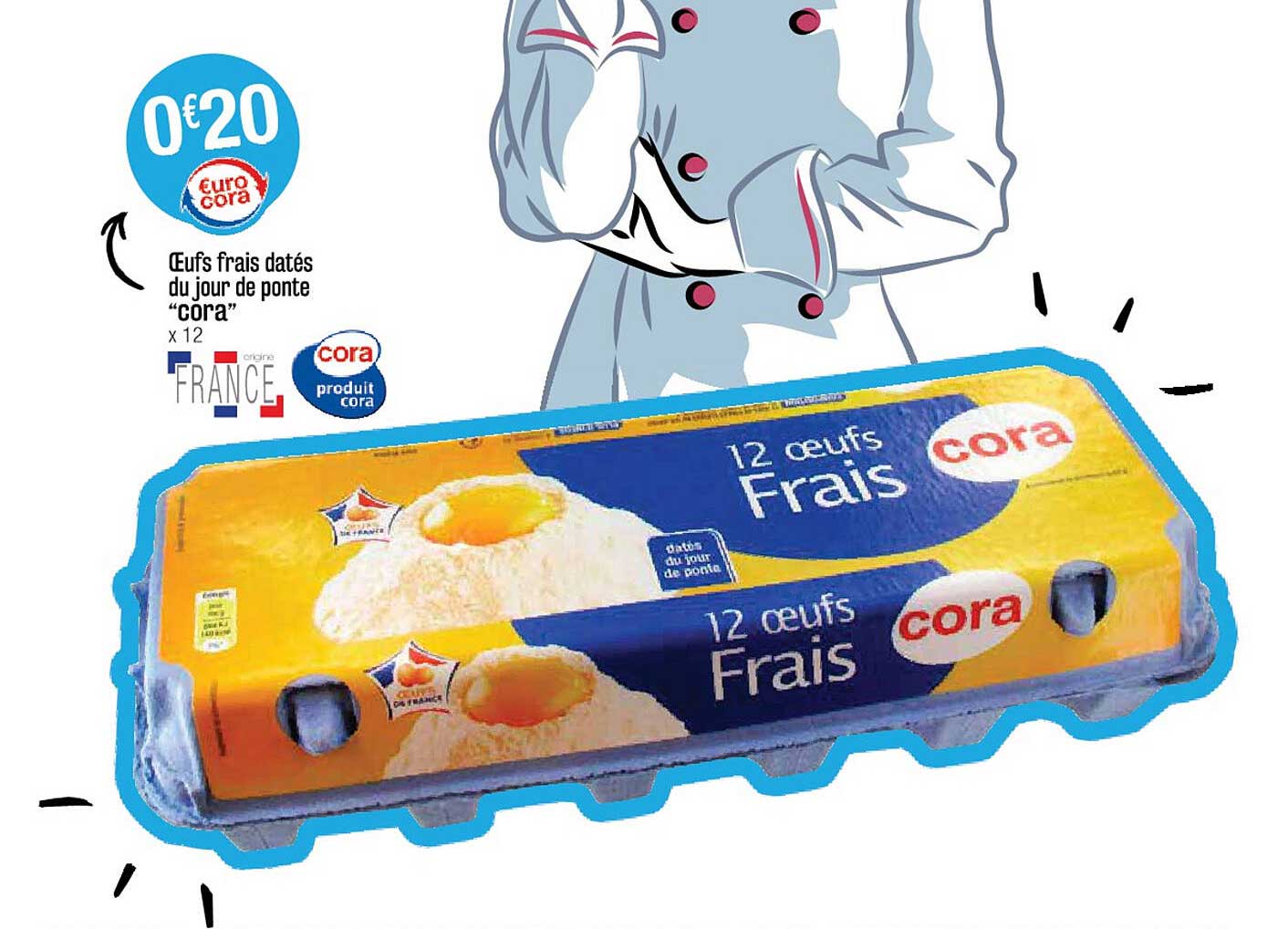 oeufs frais datés du jour de ponte "cora"