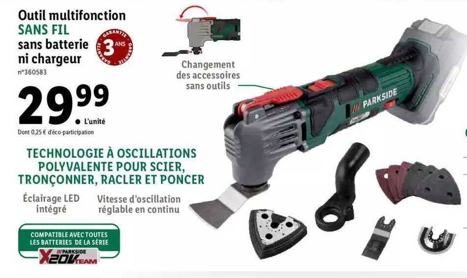 Outil Multifonction Sans Fil Sans Batterie Ni Chargeur Parkside
