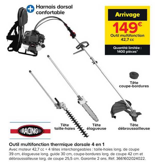 outil multifonction thermique dorsale 4 en 1 racing