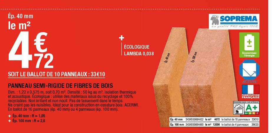 panneau semi-rigide de fibres de bois soprema