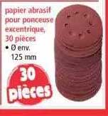 papier abrasif pour ponceuse excentrique, 30 pièces