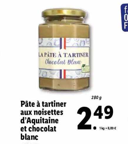 pâte à tartiner aux noisettes d'aquitaine et chocolat blanc
