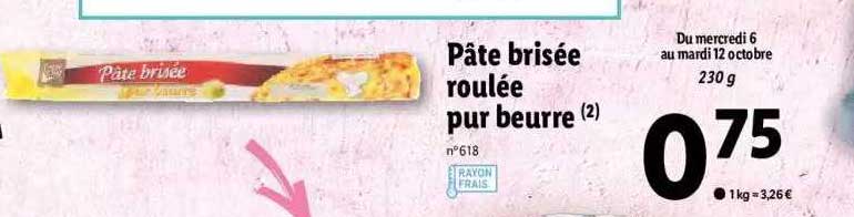 Pâte Brisée Roulée Pur Beurre