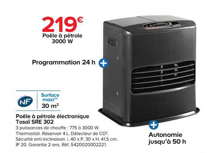 poêle à pétrole électronique tosaï sre 302