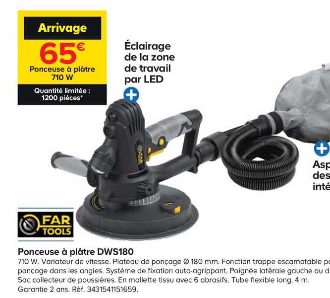 ponceuse à plâtre dws180 far tools