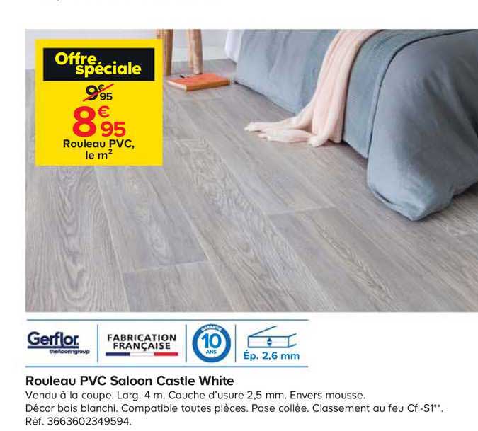 rouleau pvc saloon castle white gerflor