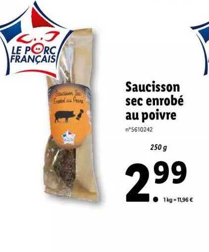saucisson sec enrobé au poivre