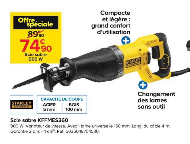 scie sabre kffmes360 stanley fatmax